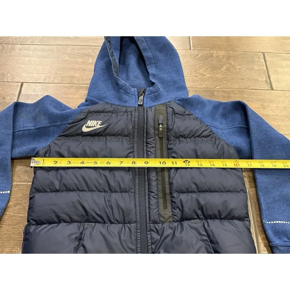 Nike Sportswear 800 Aeroloft Tech Boys Blue Down Hooded Jacket Size S 717104 451
